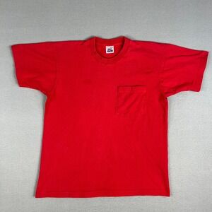 VTG BVD Selvedge Pocket‎ T Shirt Fits M Single Stitch 1990s Red Classic Blank